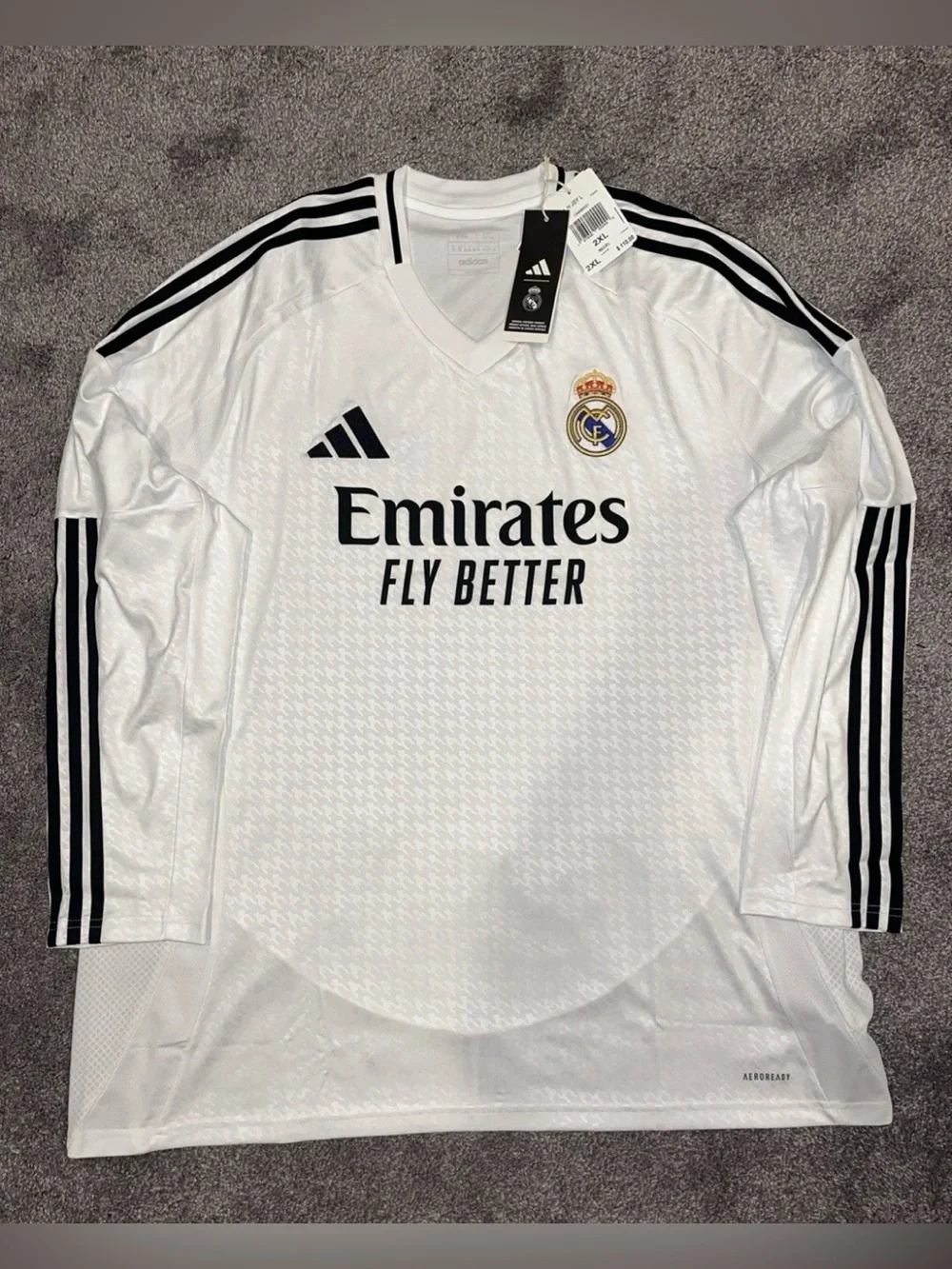 Adidas Real Madrid Home Long Sleeve Jersey 2024/25 Mens Size 2XL IT3442 $110